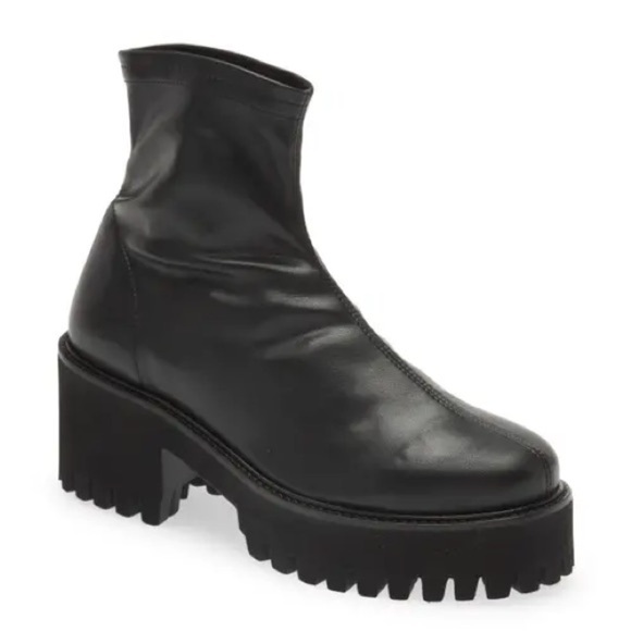 Frame Le Croyden Faux Leather Pull on Lug Sole Boot Blqck - Picture 2 of 14